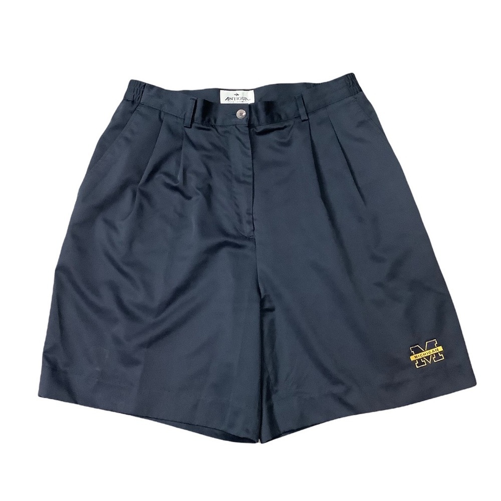 Women's Antigua Michigan Wolverines 12 L Large Shorts Khakis Chino Pleated Blue - Picture 3 of 7